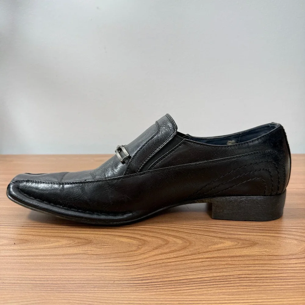 Alberto Fellini Loafers Mens 7.5 Black Wilson 02 Square Bit‎ Slip On Dress Shoe